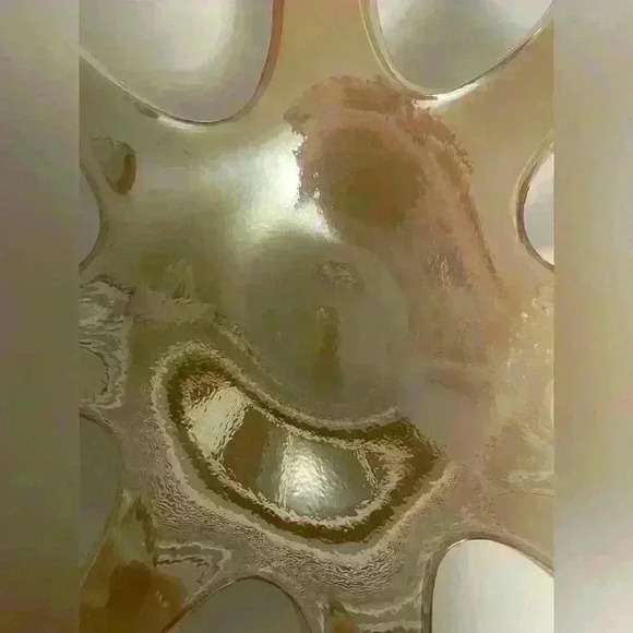 Decorative 8 Point Blown Glass Bowl/Dish Murano Style Opal/Pearl Art - Picture 5 of 10